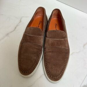 ❤️ Santoni Men's Atlantis Brown Suede Loafers